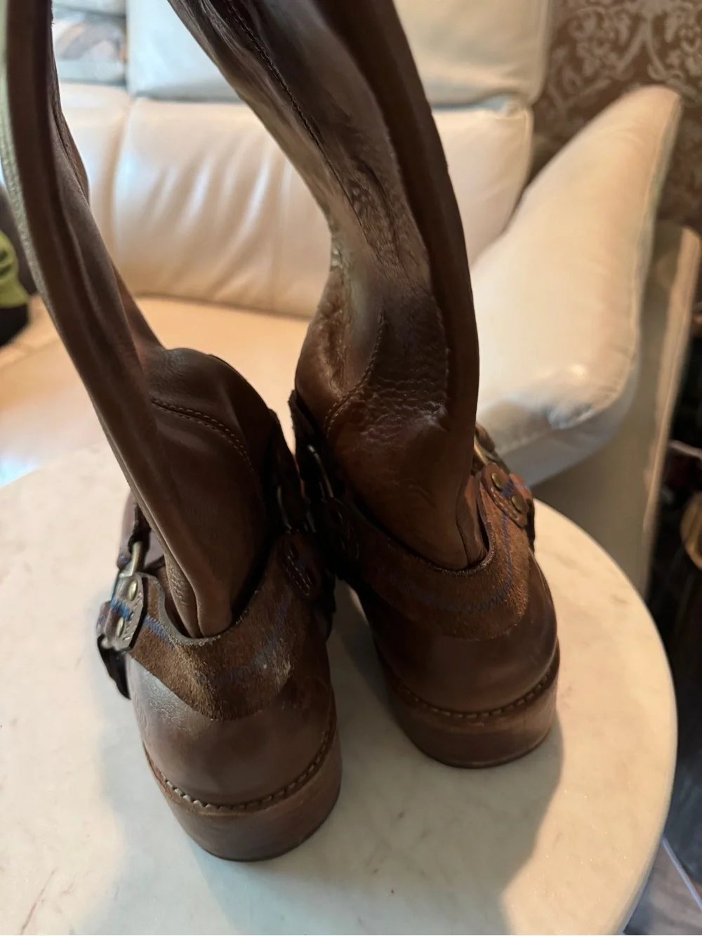 BEDFORD BED|STU Brown Leather Boot with Purple Lining Sz 12 - Picture 7 of 10